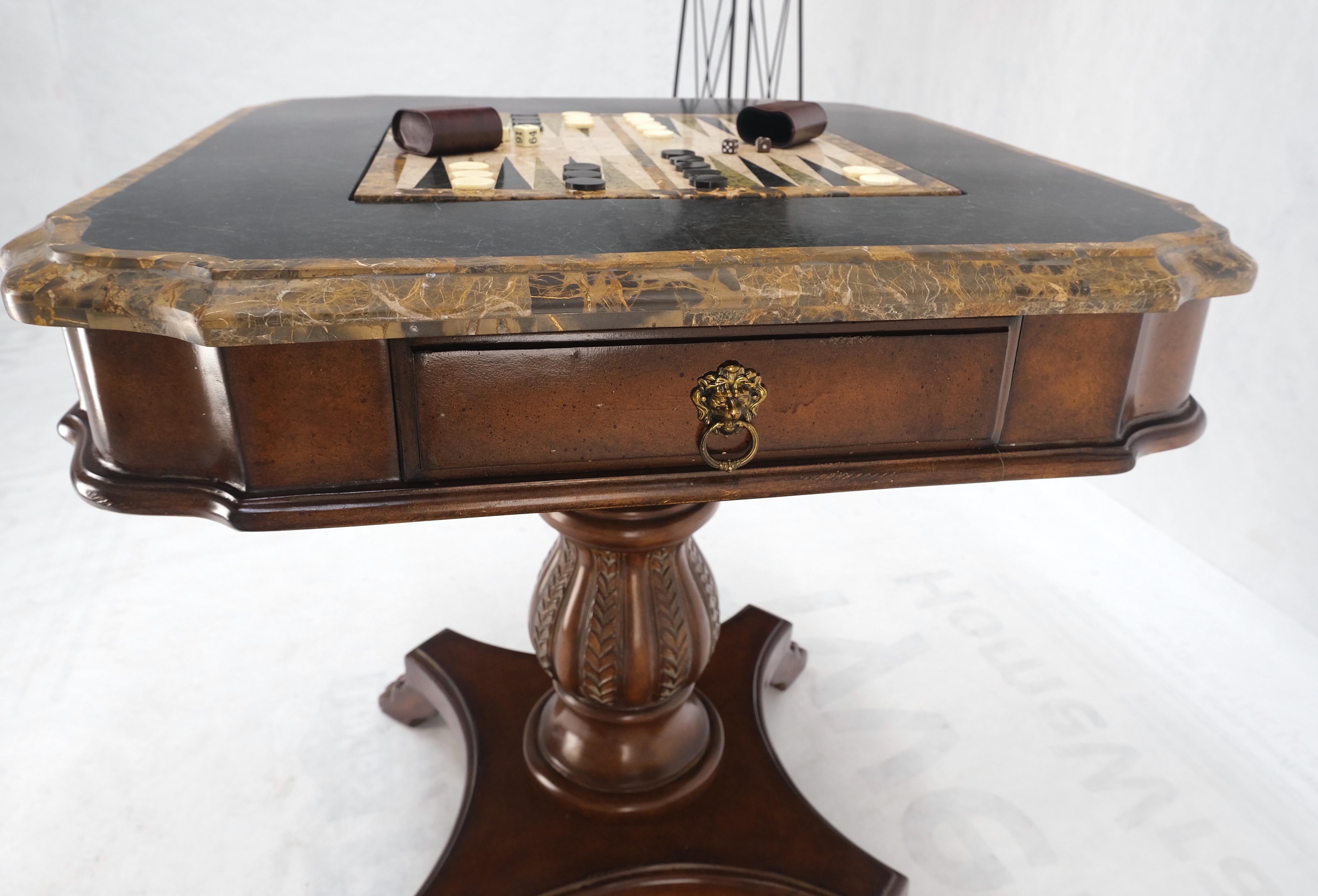 Marble Flip Top Backgammon Chess Board Mahogany Game Table Maitland Smith MINT! 2