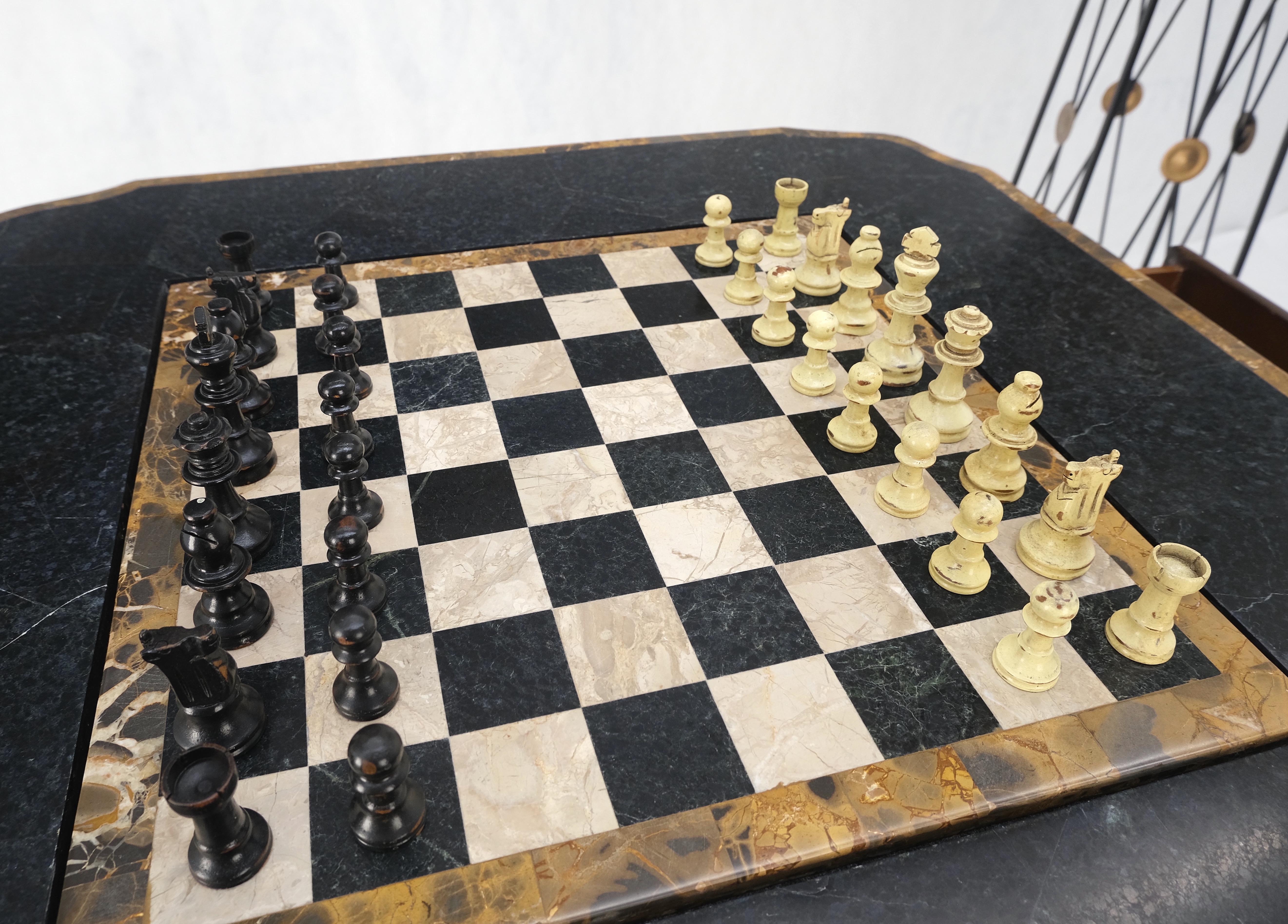 Mid-Century Modern Marble Flip Top Backgammon Chess Board Mahogany Game Table Maitland Smith MINT!