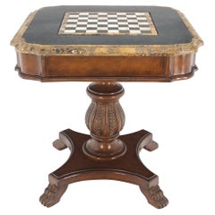 Backgammon-Schachbrett-Mahagoni-Spieltisch mit Marmor Flip-Top von Maitland Smith MINT!