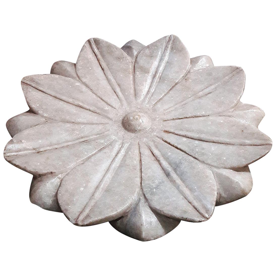 Marble Flower Plate / Vide Poche from India, Mid-20th Century