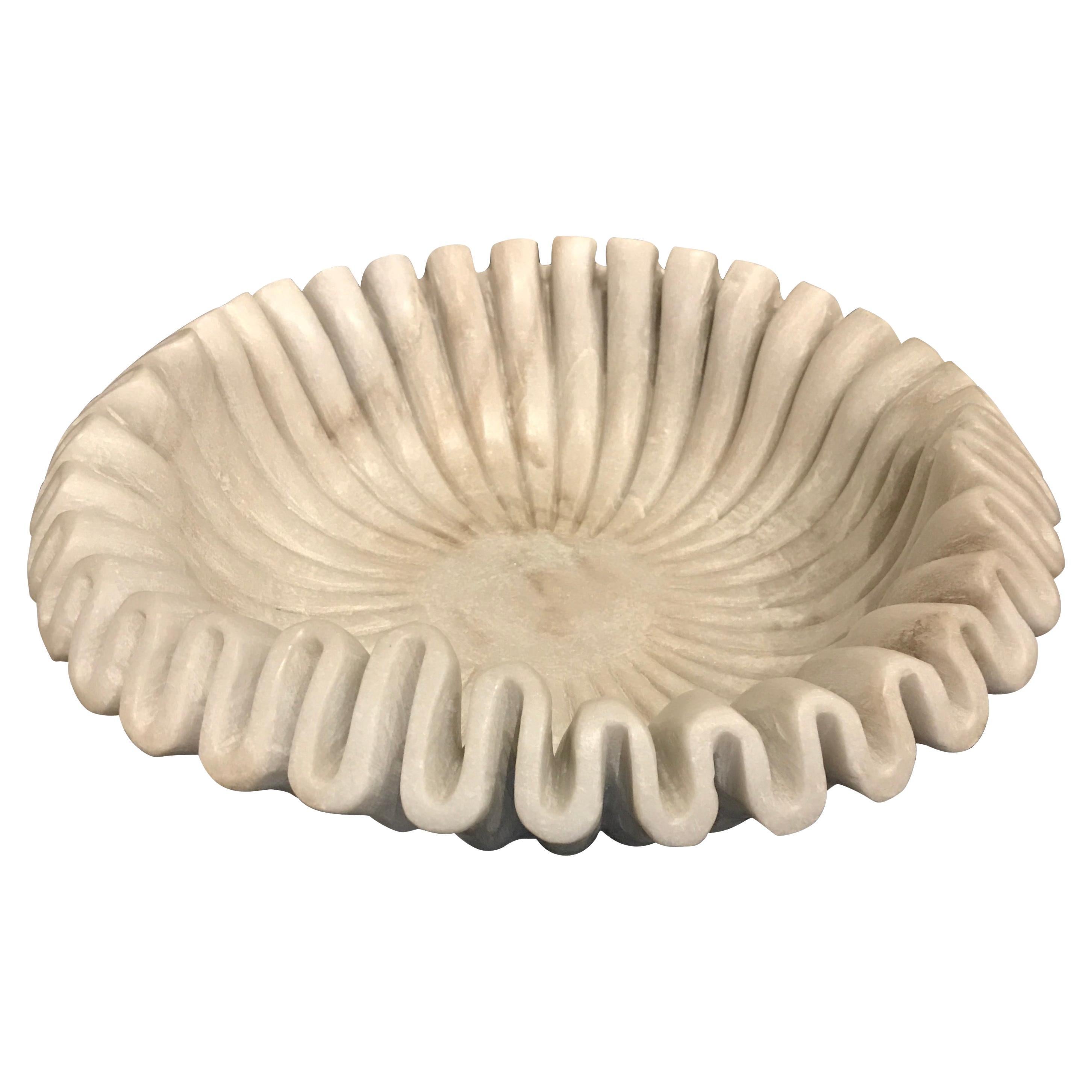 Marble Folded Rim Bowl, India, Contemporary