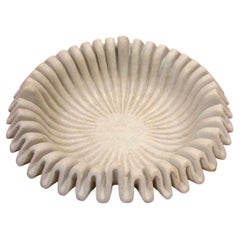 Marble Folded Rim Large Bowl, India, Contemporary