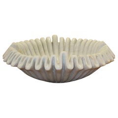 Marble Folded Rim Large Bowl, India, Contemporary