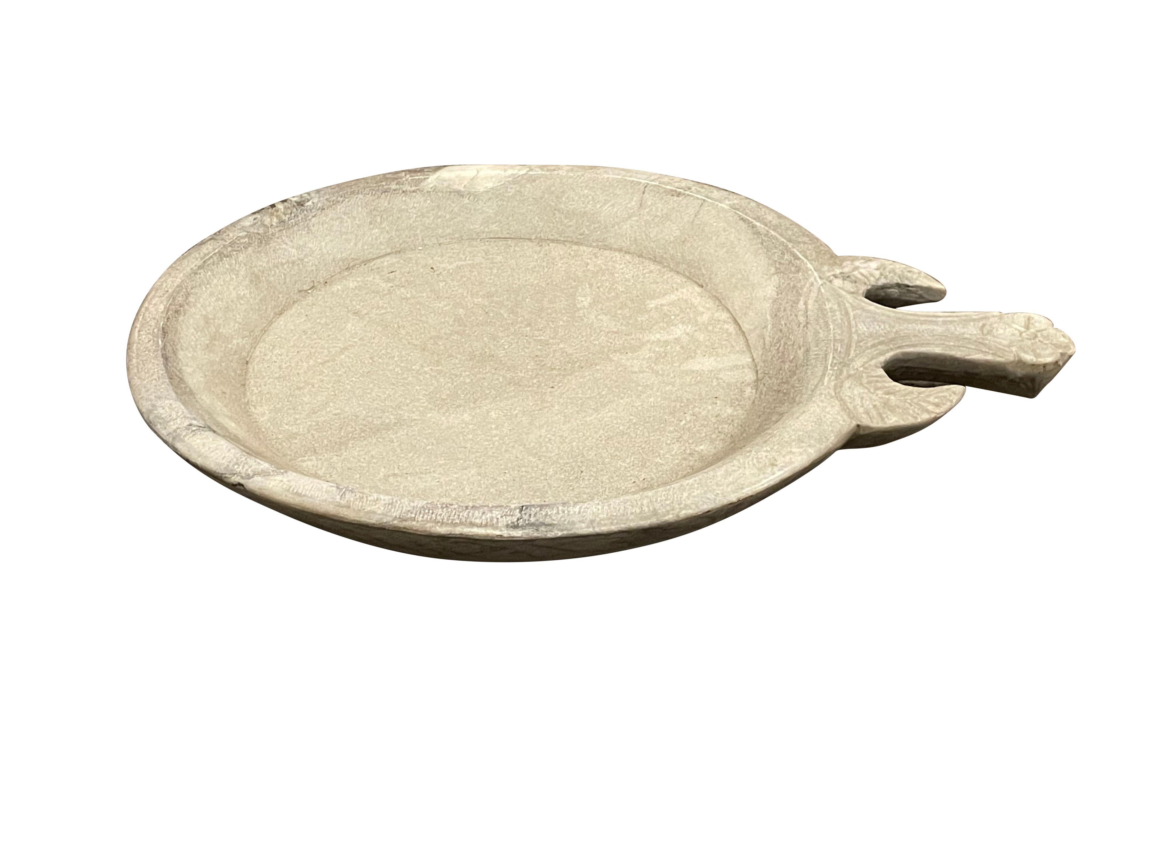 19th century Indian marble food offering tray.
Classic shape and design.