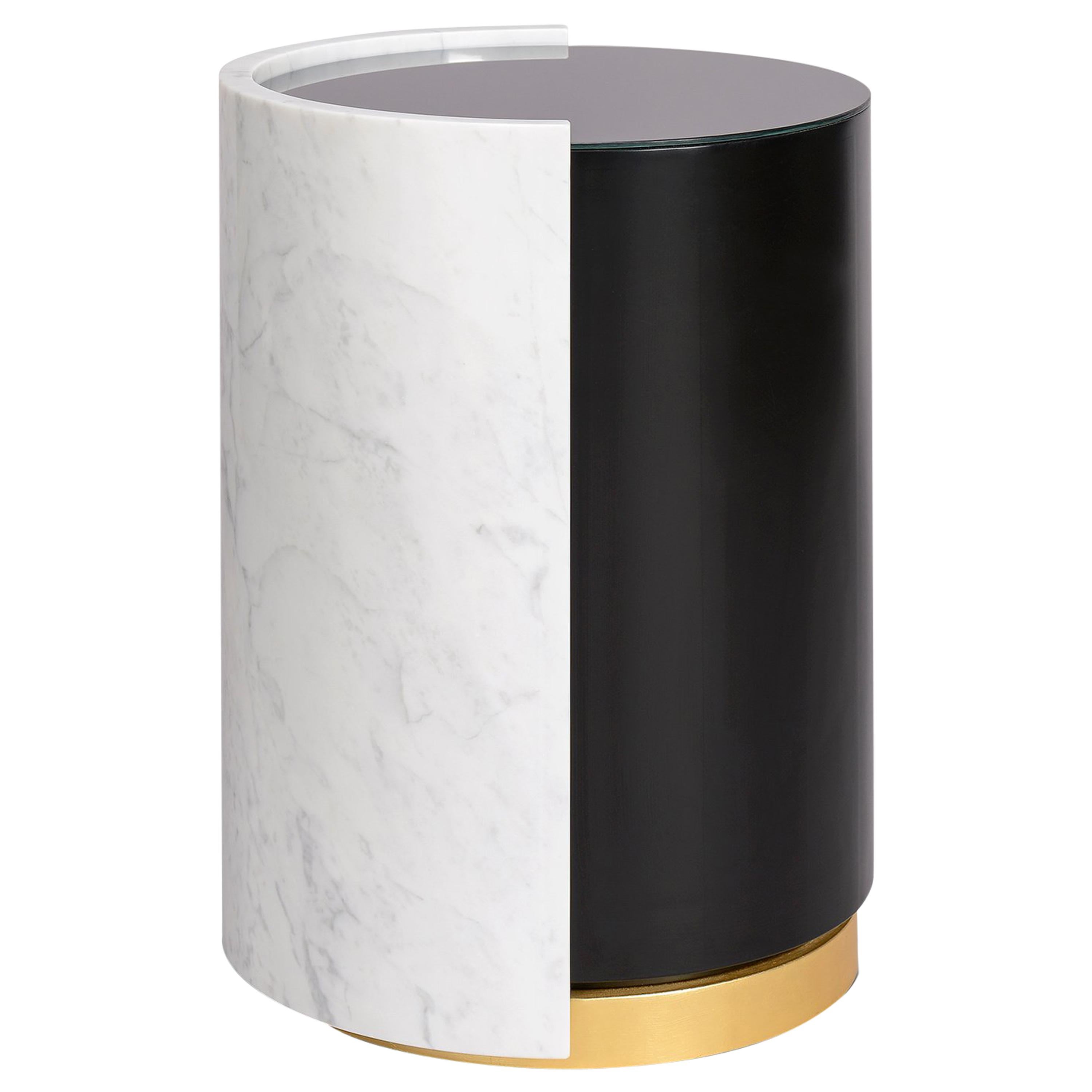 Marble Side Table with Gold Leaf For Sale