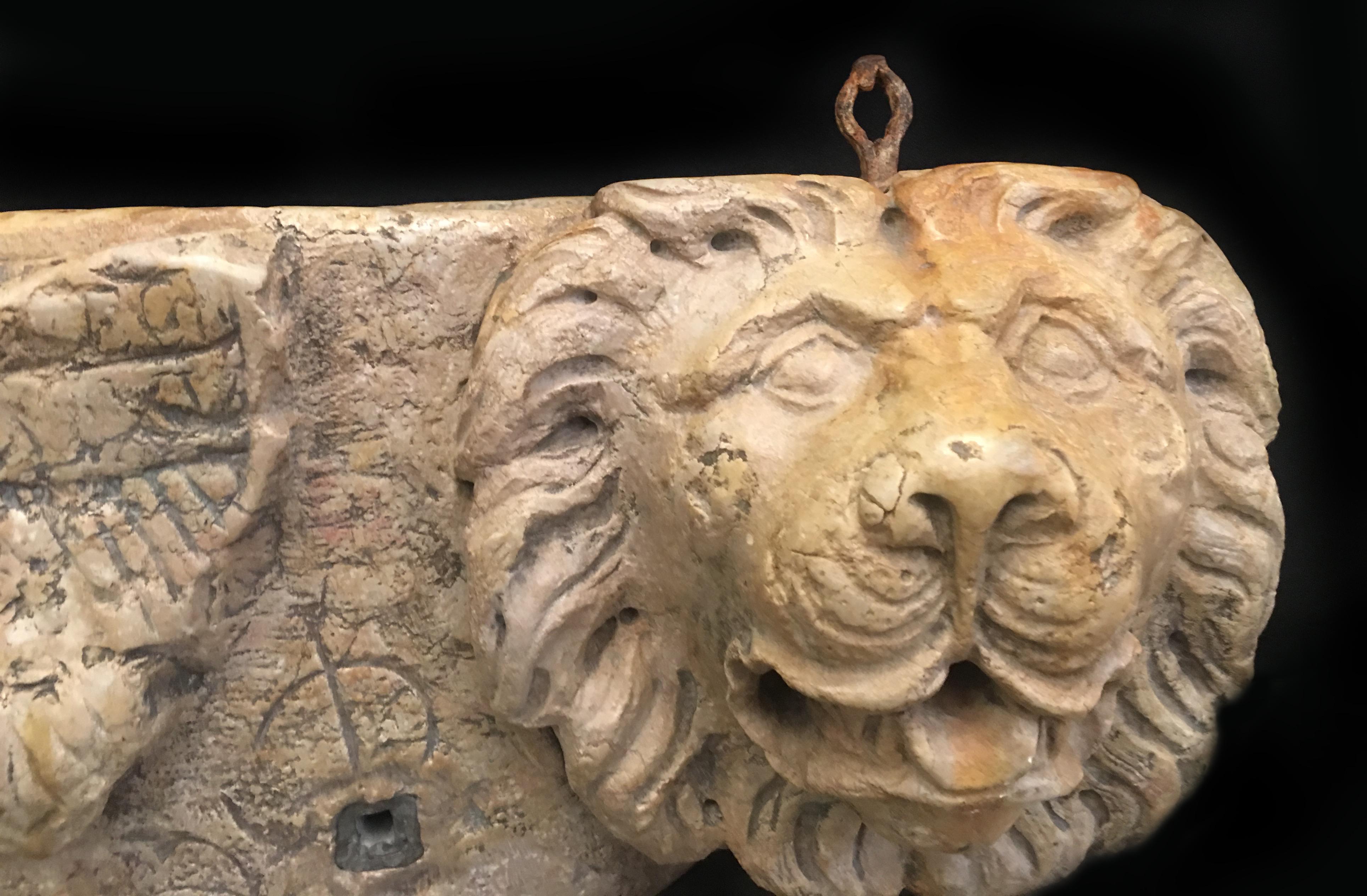 18th Century and Earlier Marble fountain with lions heads. Florence, Italy, circa 1750