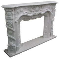 Marble Front Fireplace in Louis XV Style, 20th Century