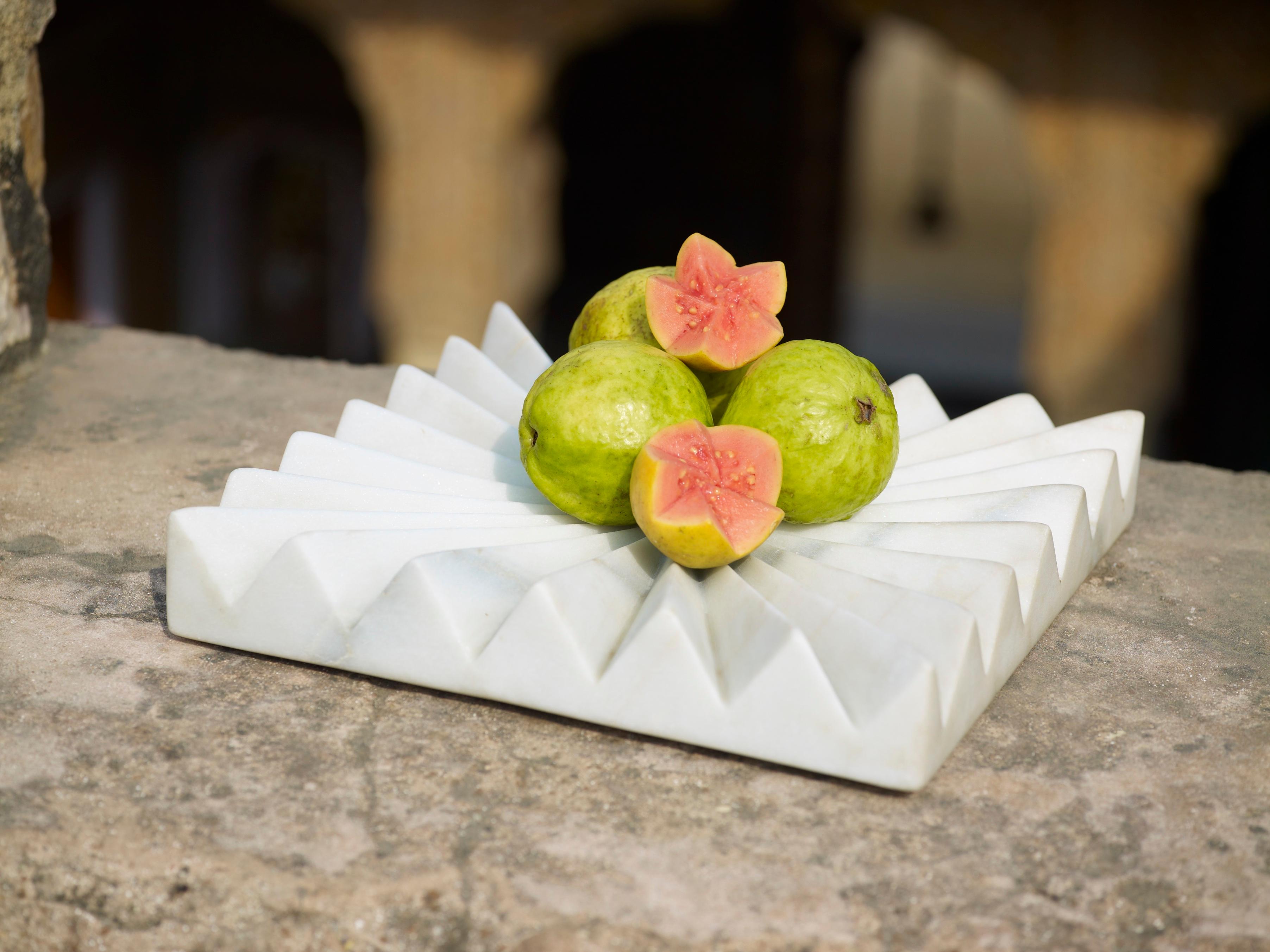 Carved Marble Fruit Tray For Sale