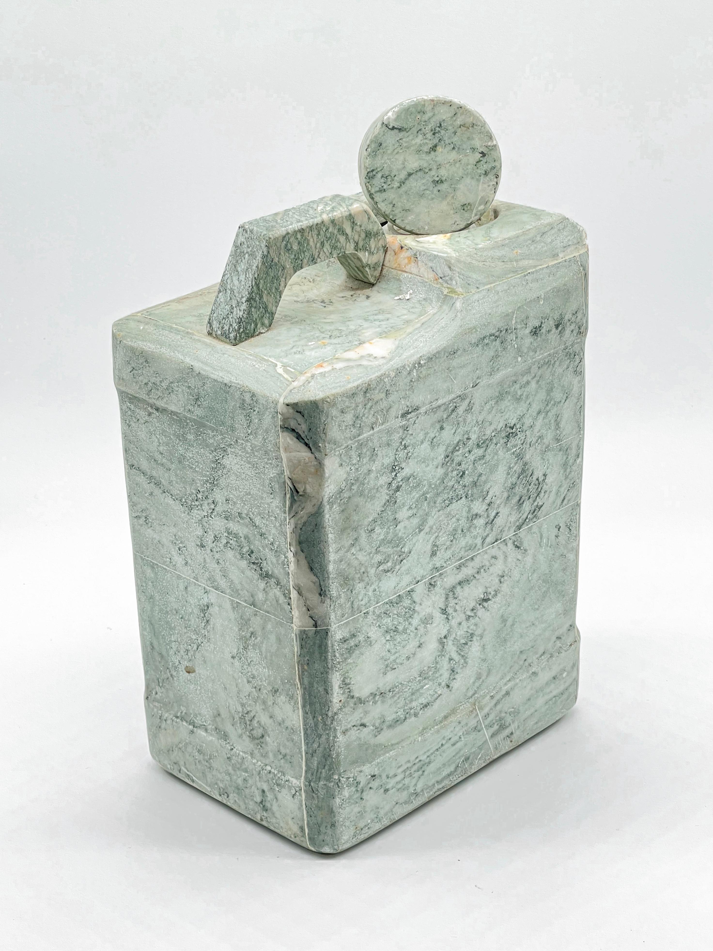 Italian Sculpture in Marble- Fuel Tank - One-Off Handmade green Decorative Art For Sale