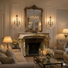 Marble & Gilt Bronze Fireplace