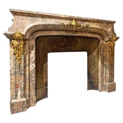 Marble & Gilt Bronze Fireplace