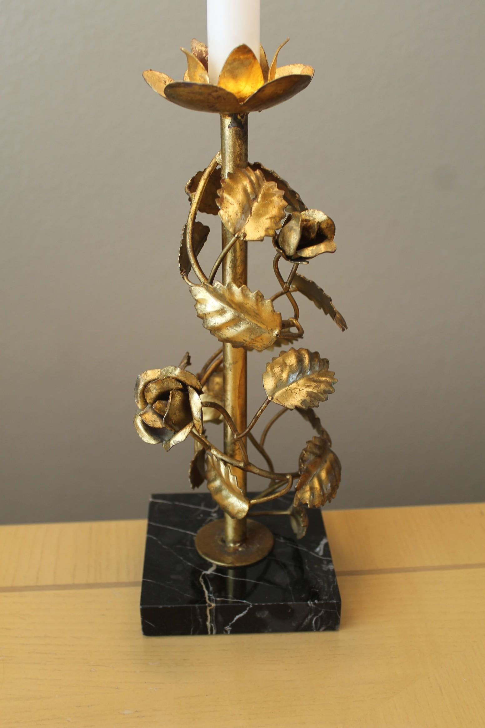 Mid-Century Modern Marble & Gilt Metal Sculpture Mid Century Table Lamp! Italian For Wilmar!  1950s For Sale