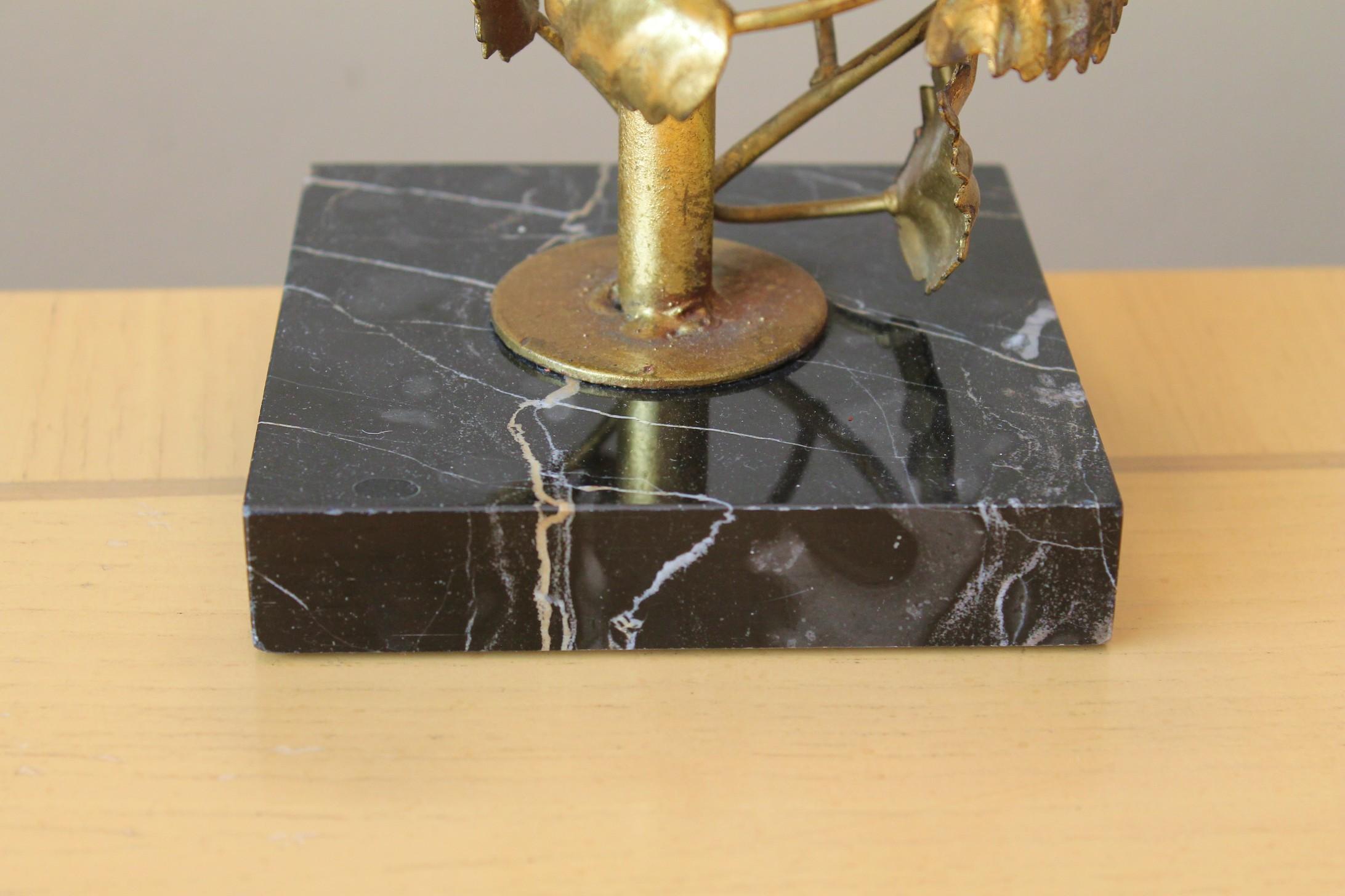 Marble & Gilt Metal Sculpture Mid Century Table Lamp! Italian For Wilmar!  1950s For Sale 4
