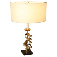 Vintage Marble & Gilt Metal Sculpture Mid Century Table Lamp! Italian For Wilmar!  1950s