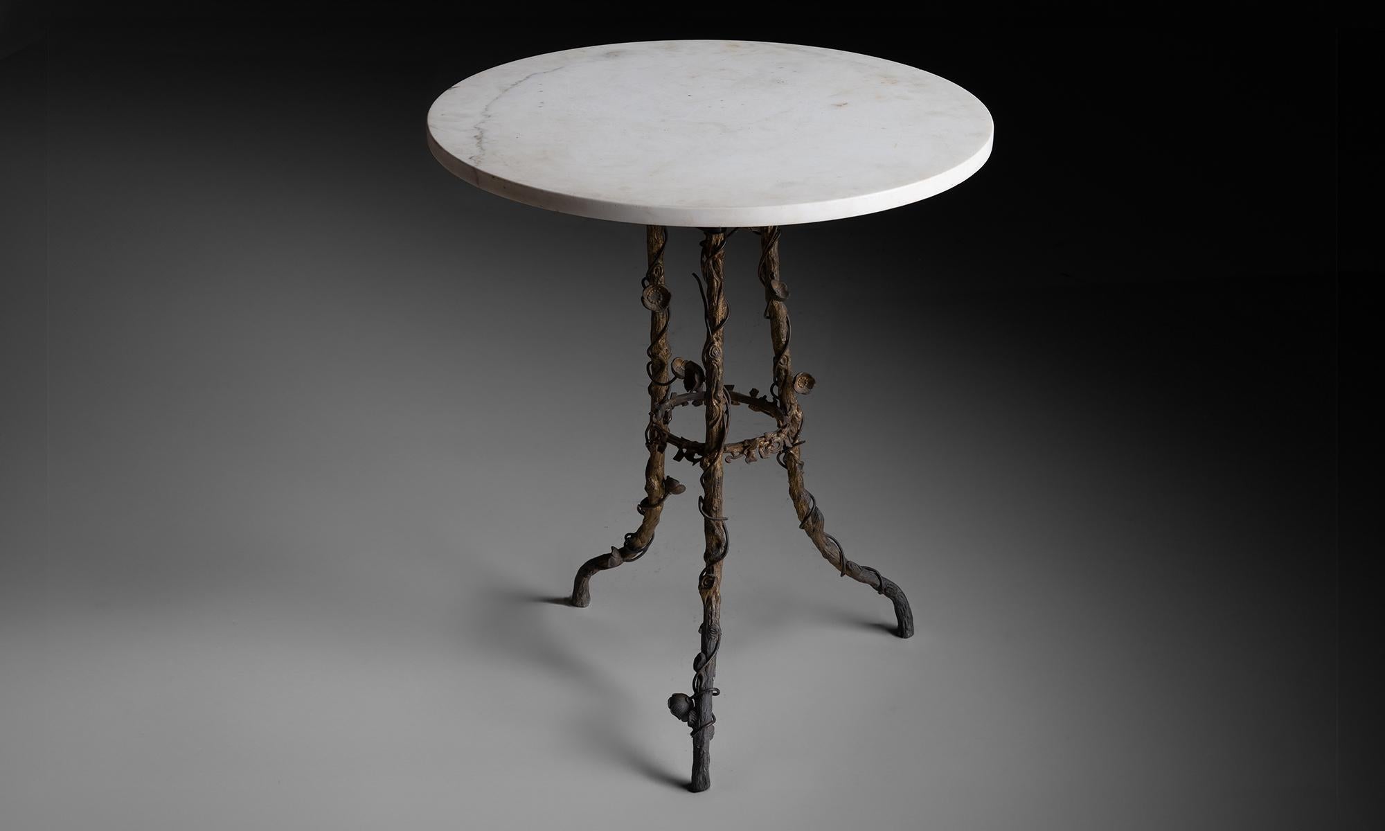 England circa 1890

Composed of gilt brass in carved floral design with circular marble tabletop.

28