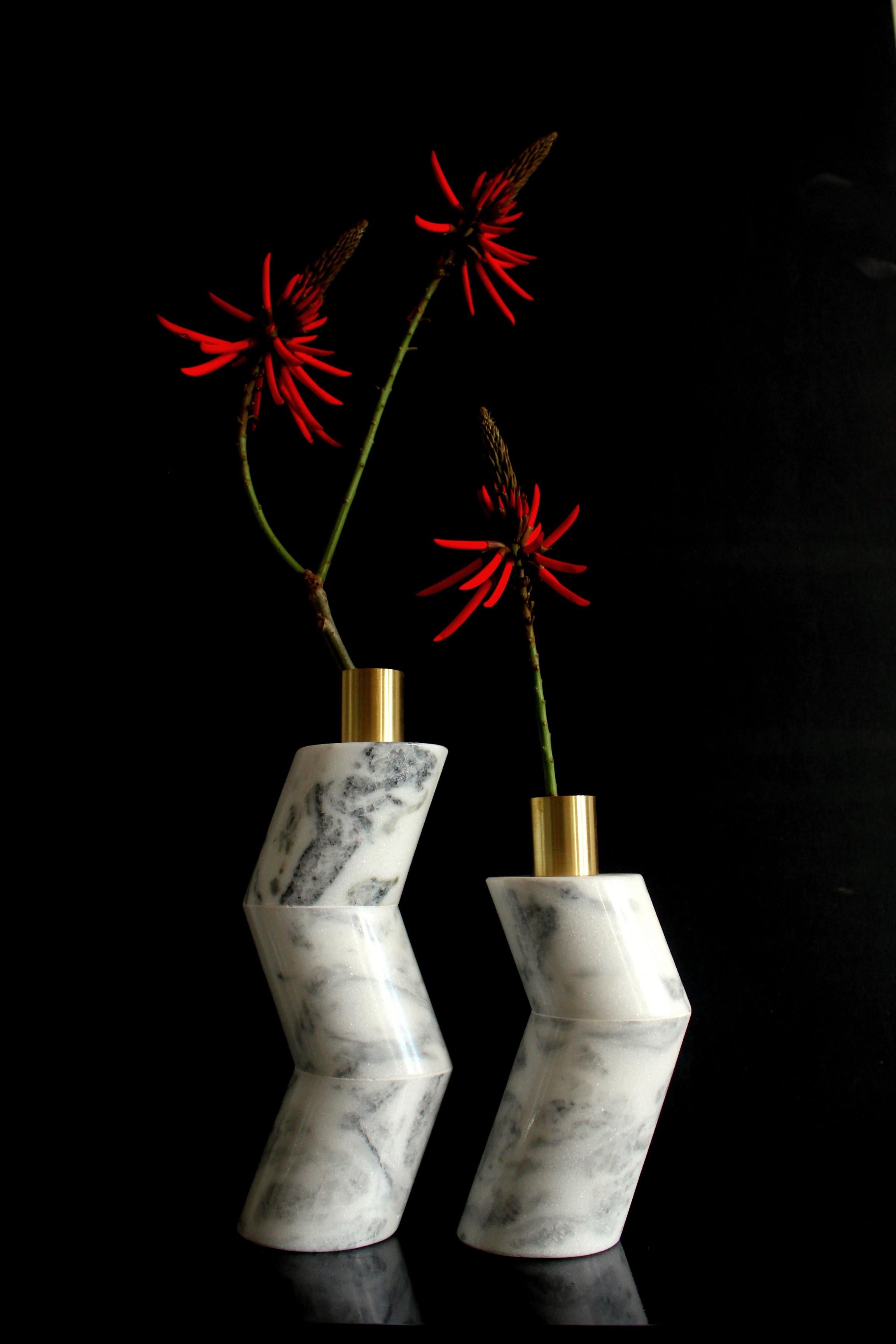 Contemporary Marble Ginga Vase by Gustavo Dias For Sale
