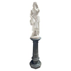 Marble girl with a Mandolin, signed Eduardo Giolli, C19th