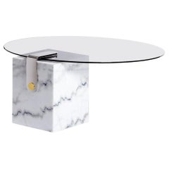 Marble, Glass and Brass, Marble Patch Round Coffee Table by Egg Designs