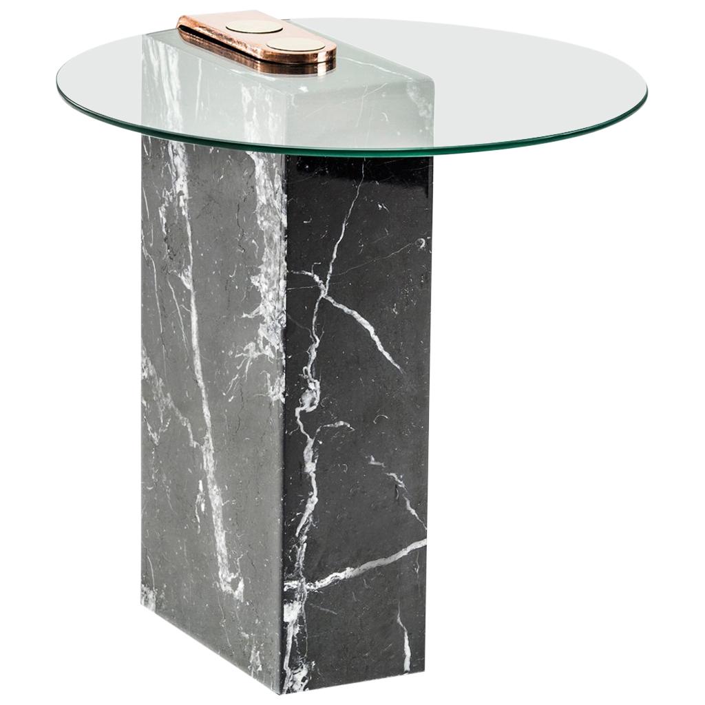 Marble, Glass and Brass Marble Patch Side Table by Egg Designs
