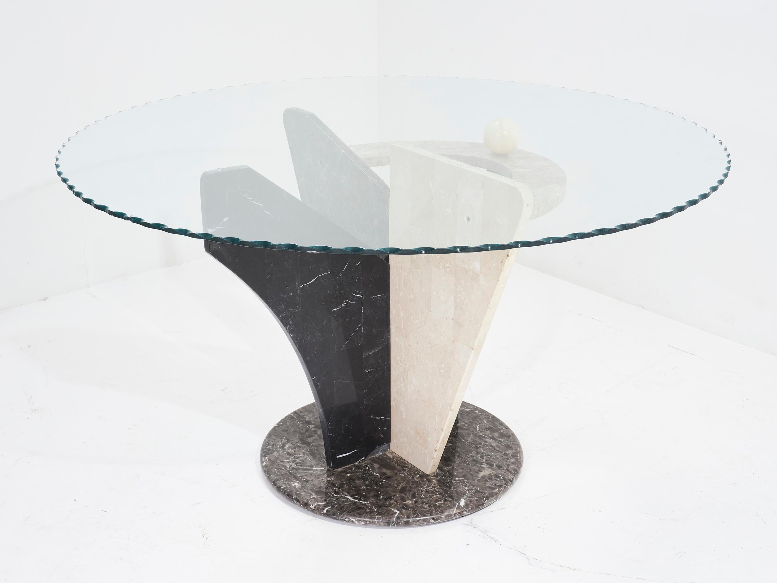 Late 20th Century Marble and Glass Dining Table, 1980s