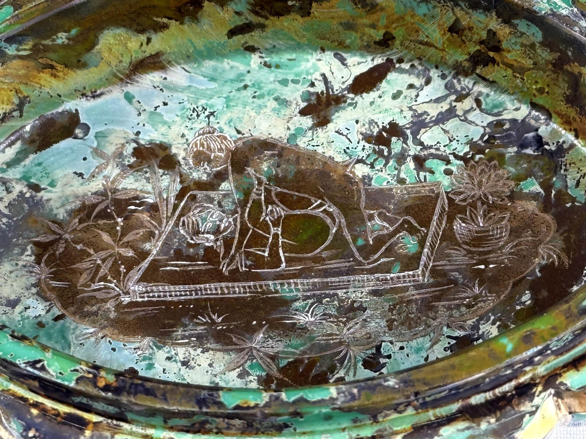 Jarra de cristal de mármol (Chinoiserie) Única S. XIX-XX en venta 9
