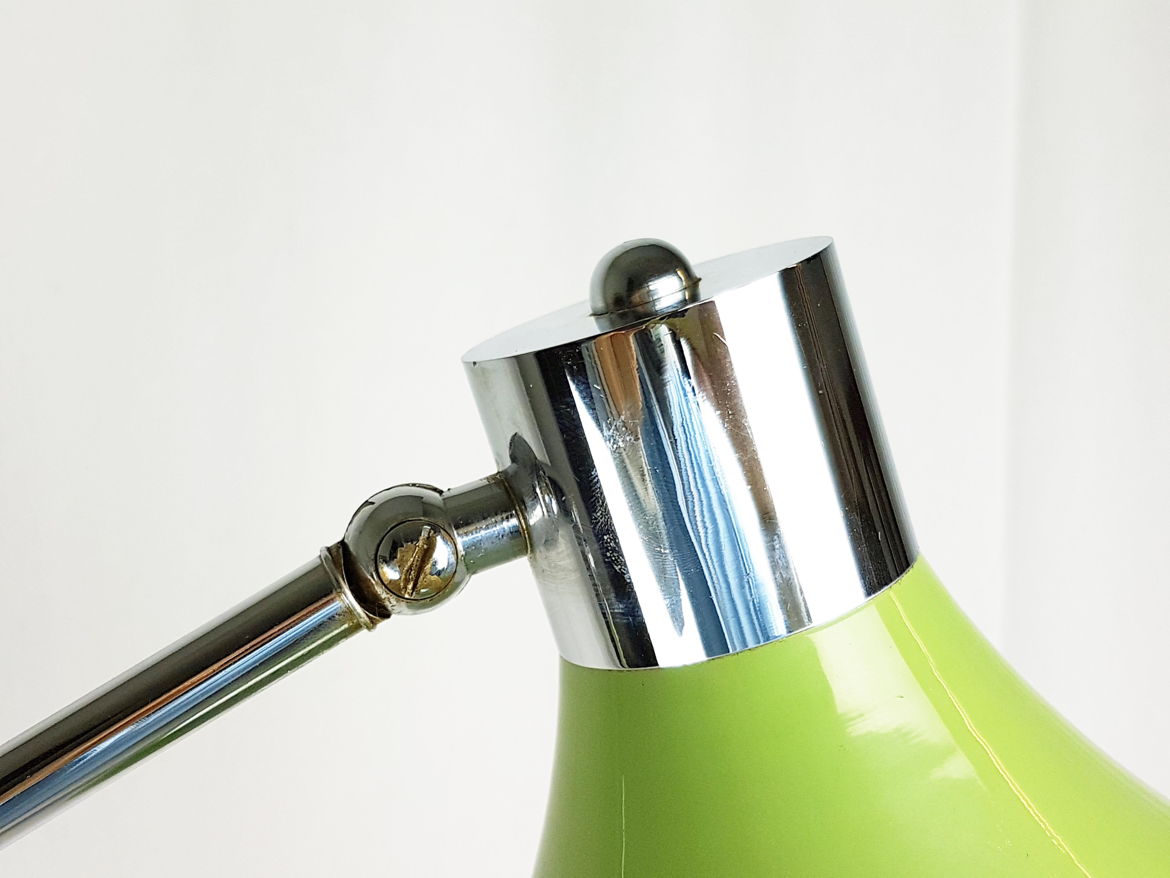 Italian Marble, Green and Chrome-Plated Metal Articulated 1960s Floor Lamp by Stilux