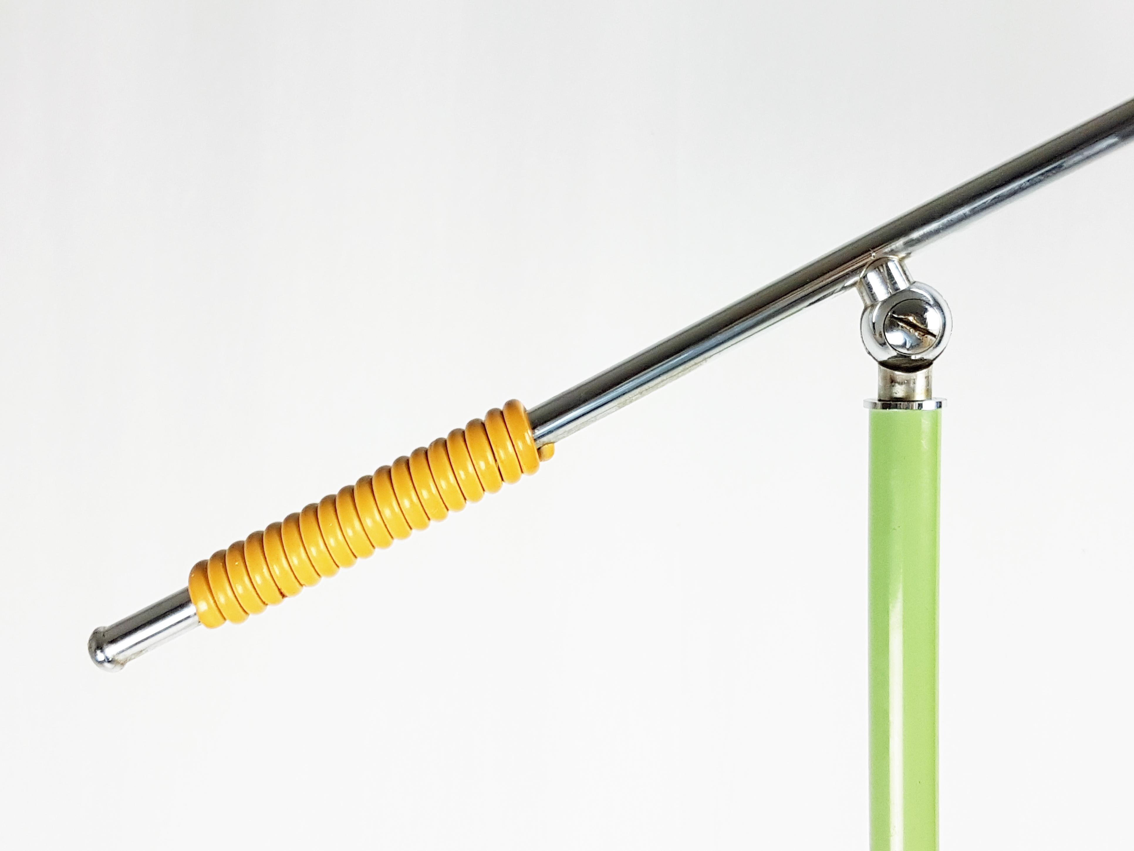 Painted Marble, Green and Chrome-Plated Metal Articulated 1960s Floor Lamp by Stilux