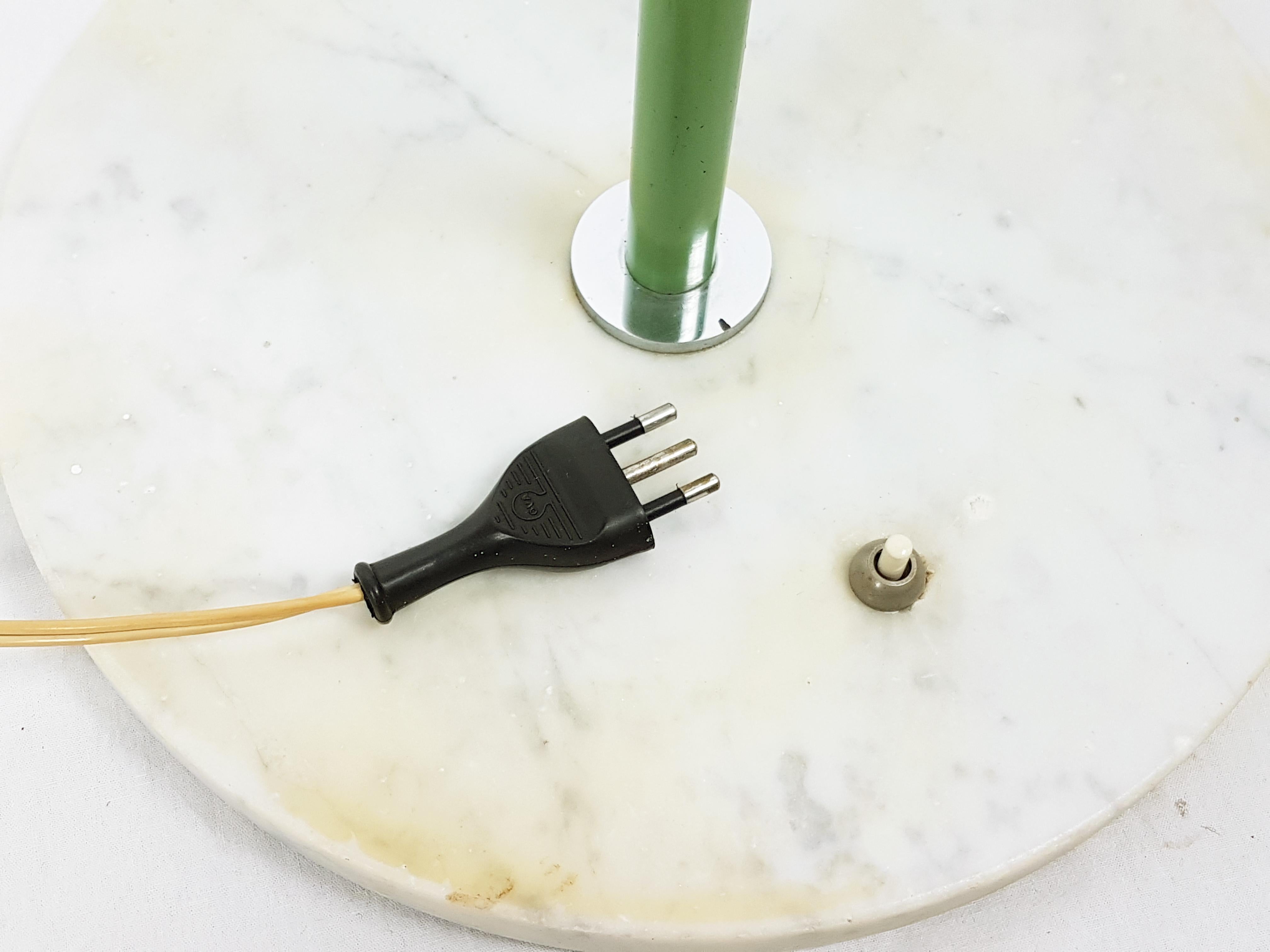 Aluminum Marble, Green and Chrome-Plated Metal Articulated 1960s Floor Lamp by Stilux