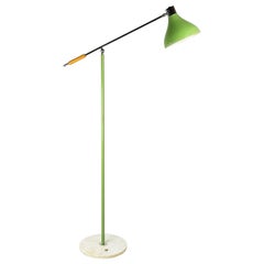 Marble, Green and Chrome-Plated Metal Articulated 1960s Floor Lamp by Stilux