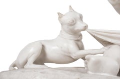 Marble Group of Child Playing with a Puppy, After Joseph Gott, 1786-1860
