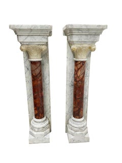 Marble half wall mounted columns, 19th Century
