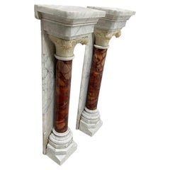Marble half wall mounted columns, 19th Century