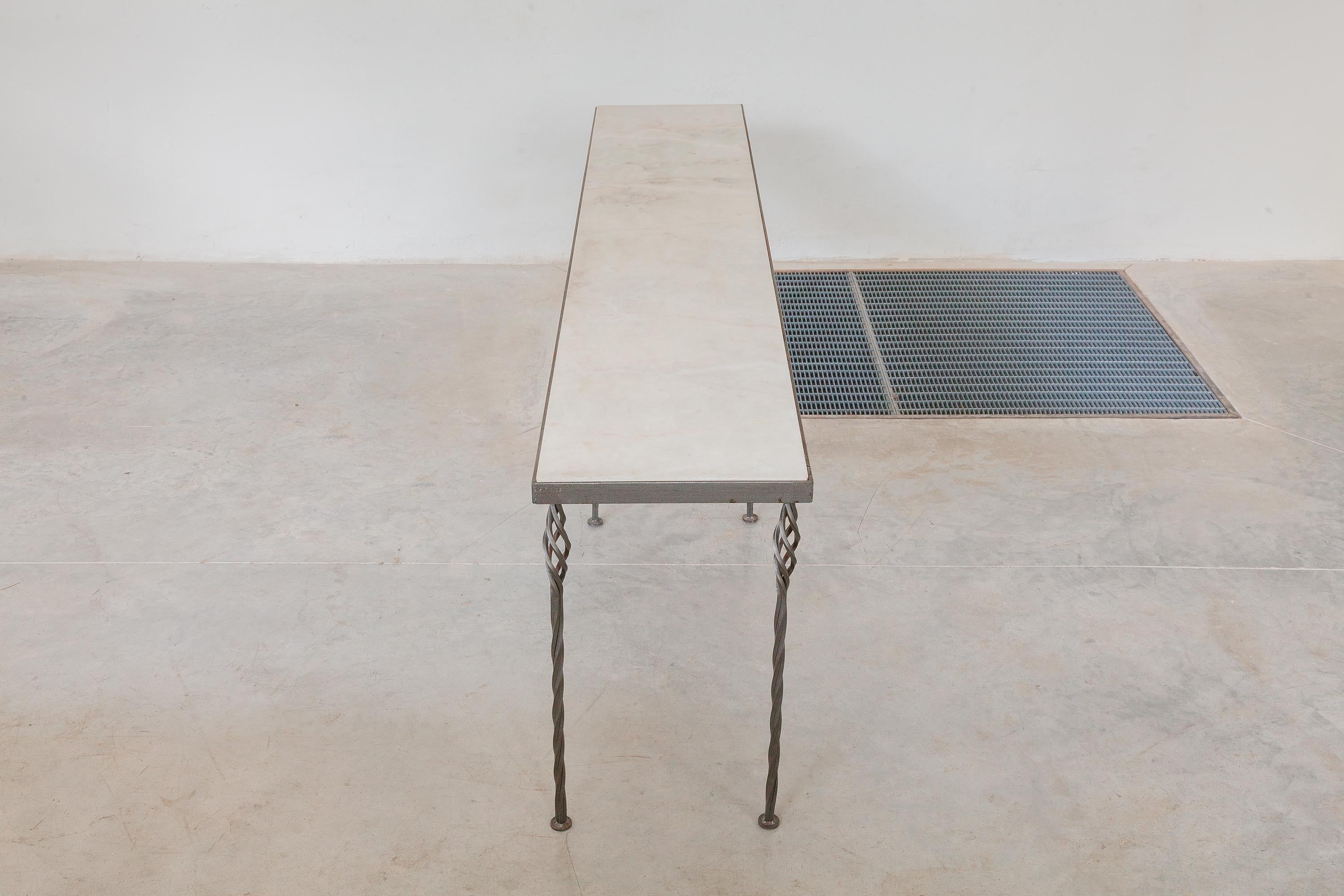 Italian Marble Hall Table, Console Brutalist, Italy, 1980s
