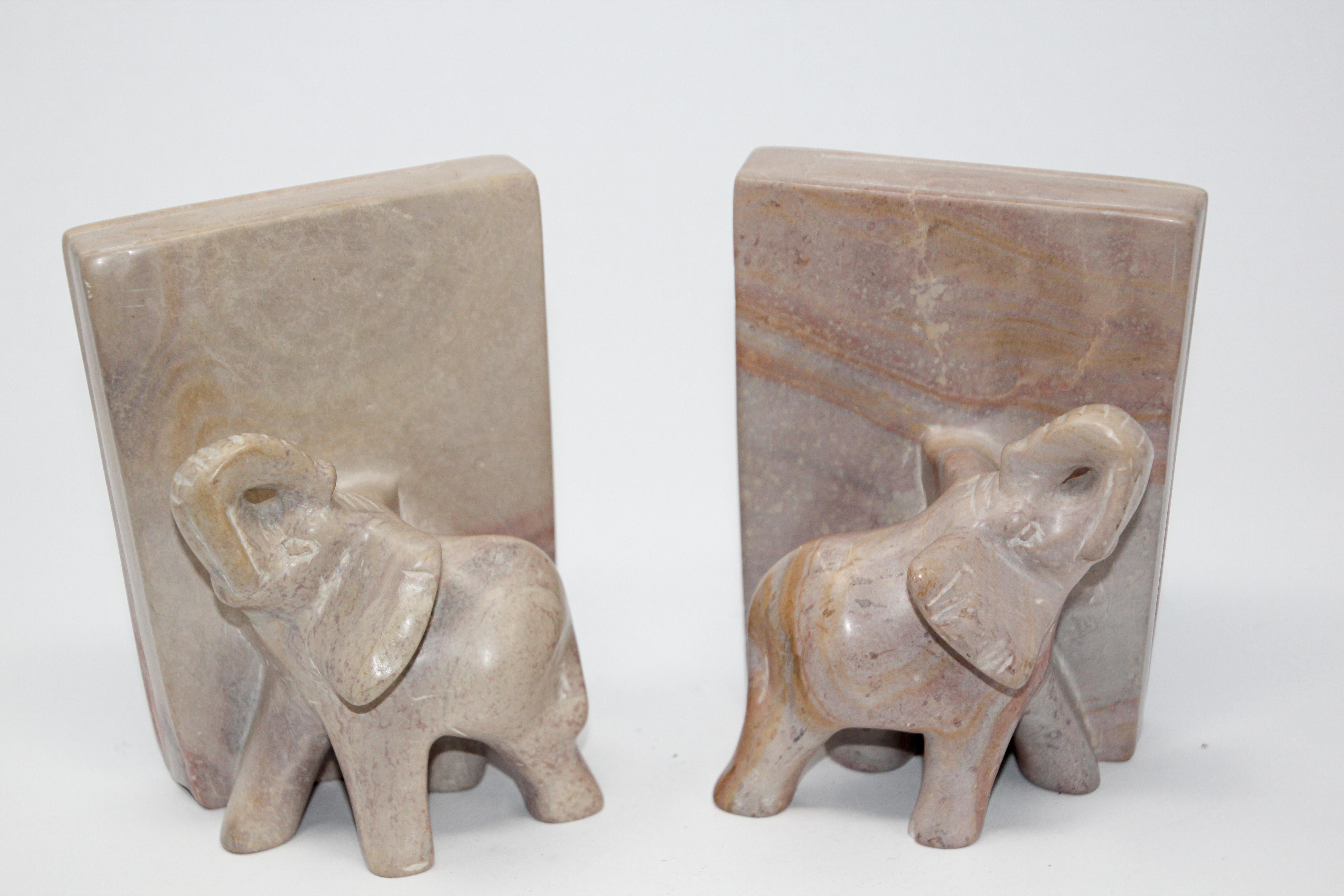 marble elephant bookends