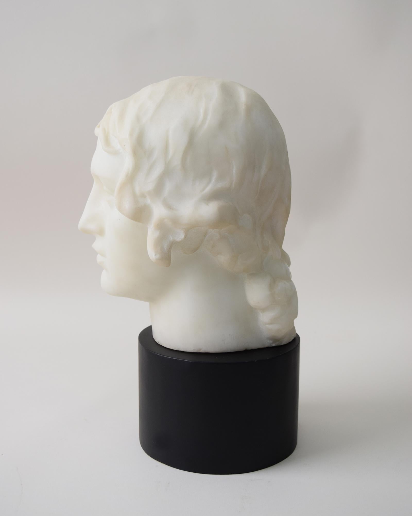 Italian Marble Head of a Woman by Giovanni Nicolini