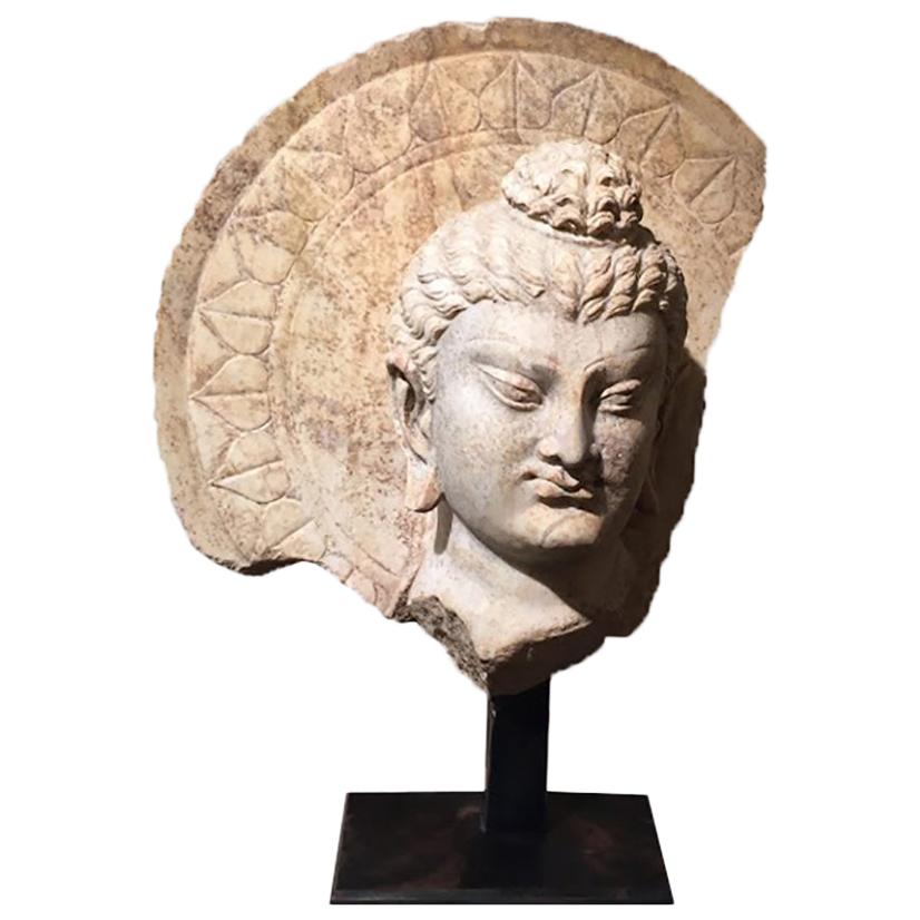Marble Head of Buddha with Ring For Sale