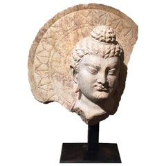 Buddha-Kopf aus Marmor mit Ring