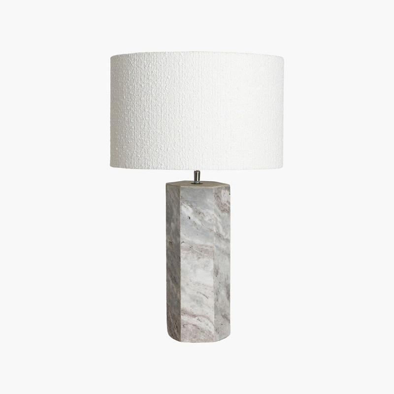 Contemporary Netherlands pair of hexagonal shape marble lamps.
Base measures 6