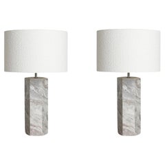 Marble Hexagonal Shaped Base Pair Lamps, Netherlands, Contemporary