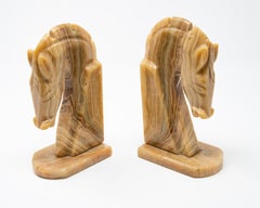 Marble Horse Head Bookends