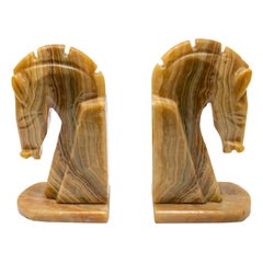 Vintage Marble Horse Head Bookends