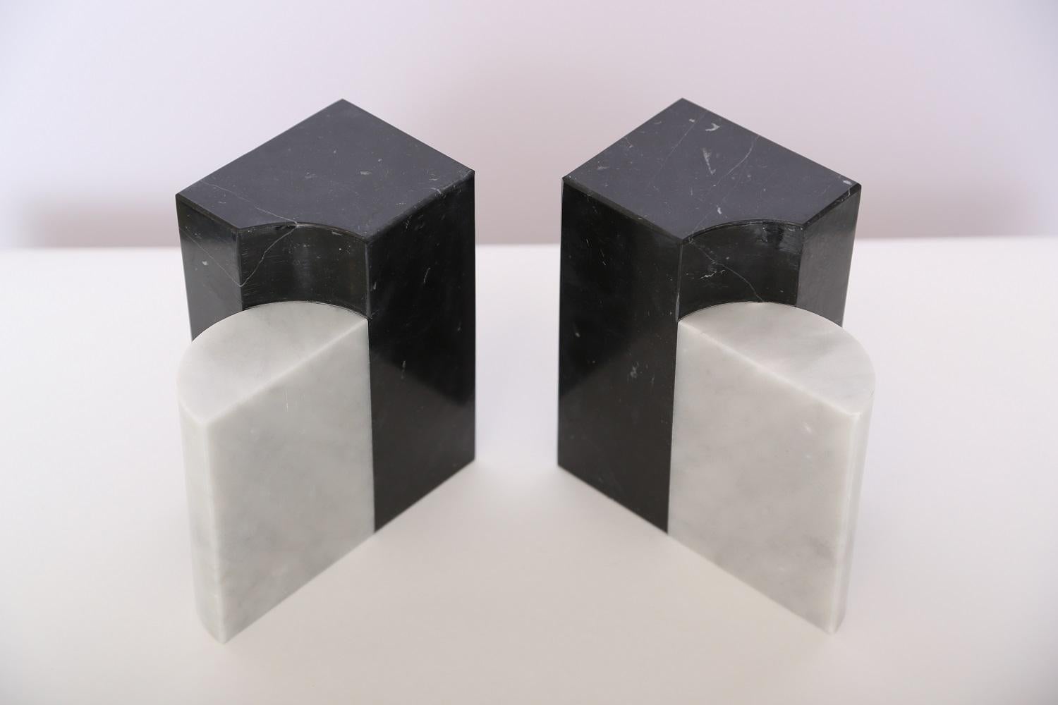 The Marble House Bookends Black and White Carrara Marble, Handmade in Italy 5