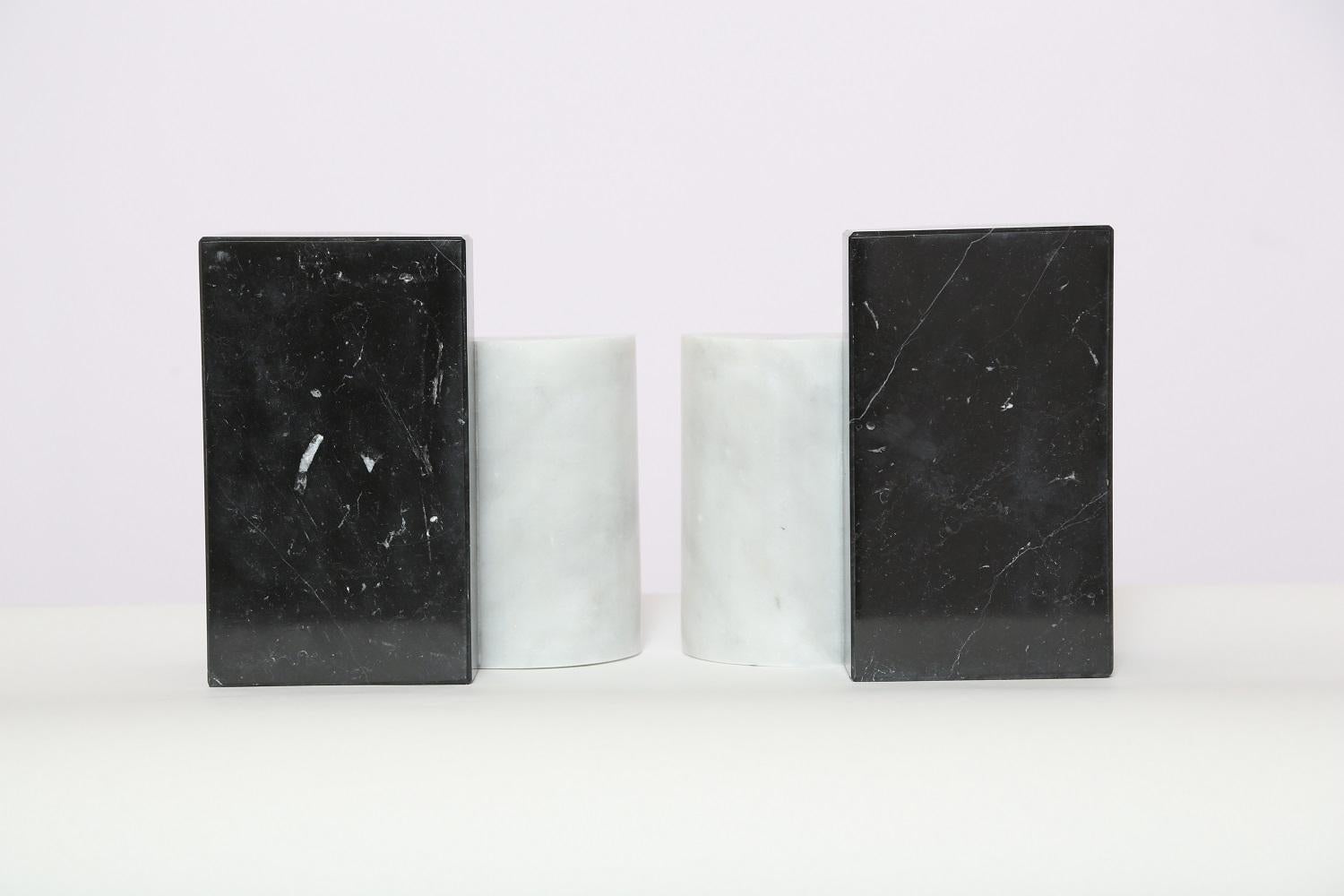 The Marble House Bookends Black and White Carrara Marble, Handmade in Italy 1