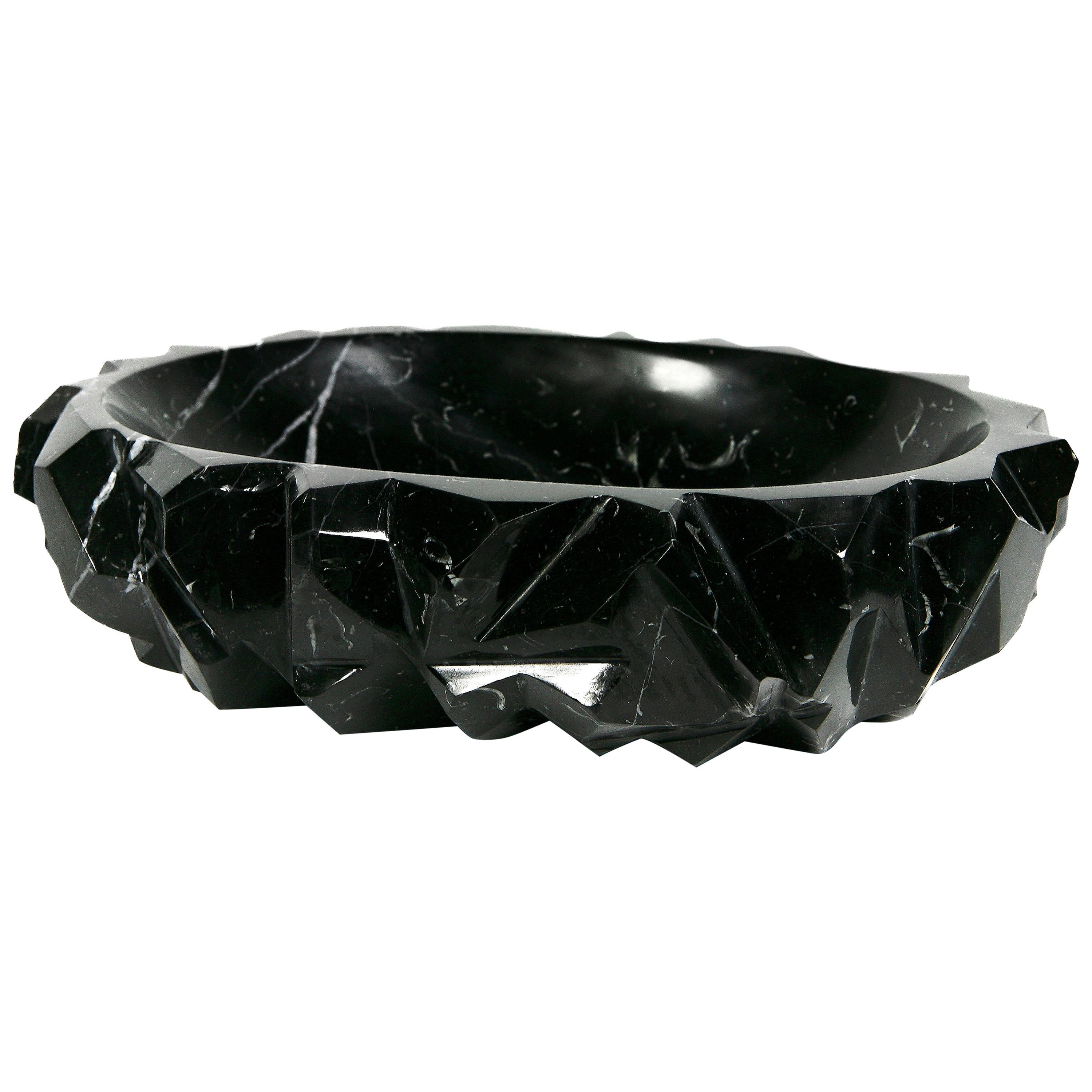 The Marble House Rock Bowl in Black Marquina Marble, Handmade in Italy