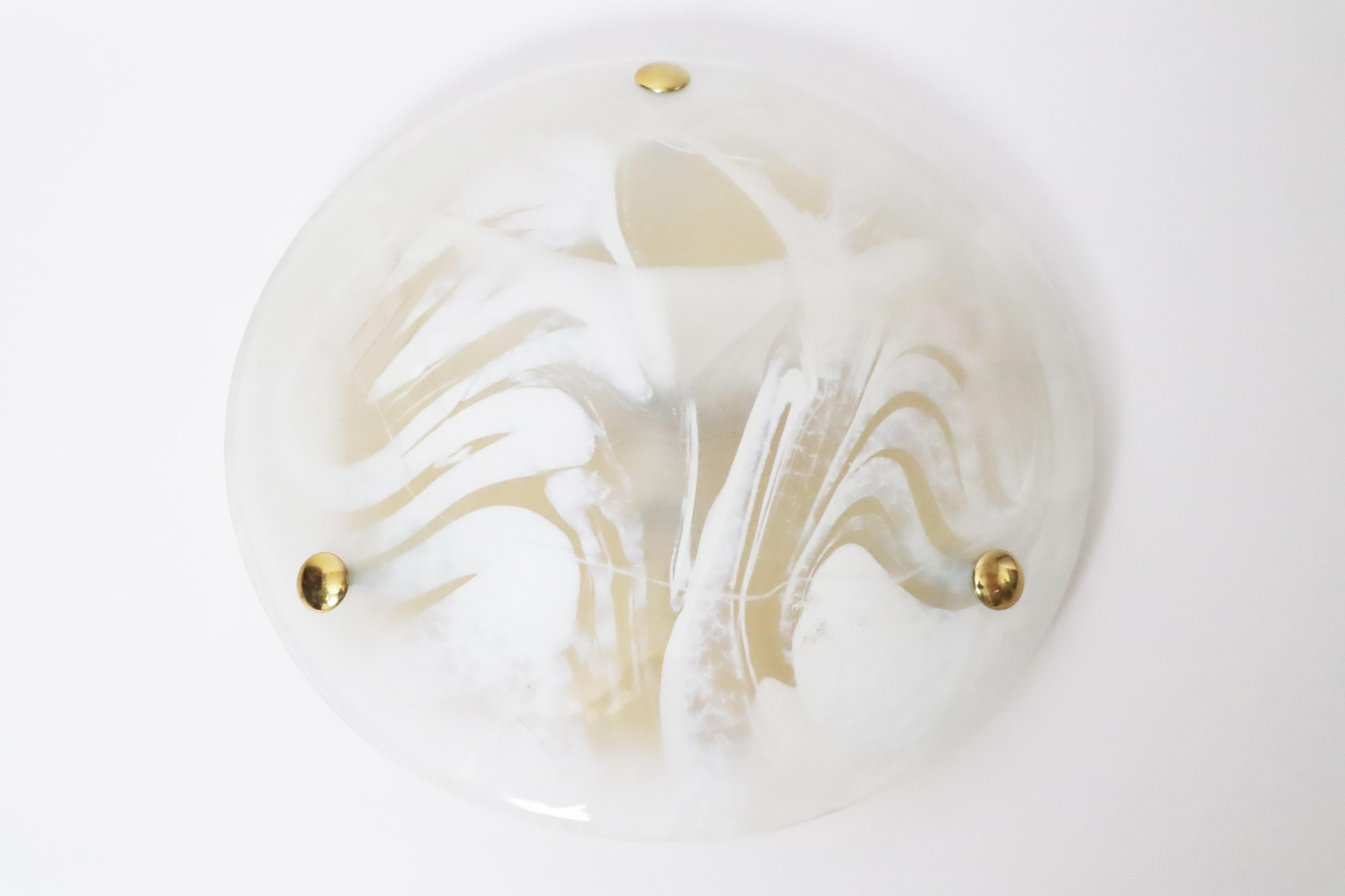 Mid-20th Century Marble Huge Murano Glass Flush Mount, Hillbrand, Germany, 1960s For Sale