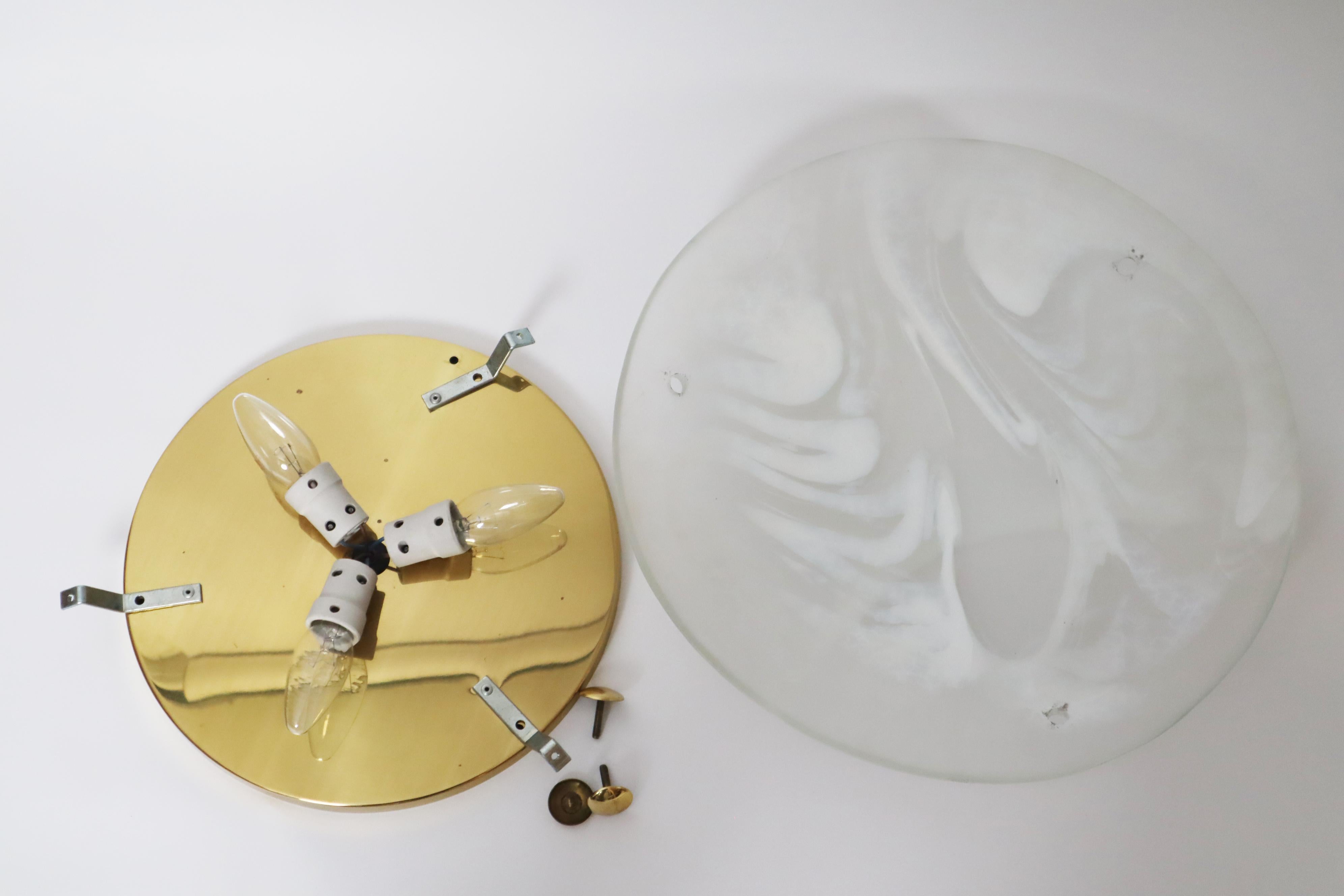 Marble Huge Murano Glass Flush Mount, Hillbrand, Germany, 1960s For Sale 1