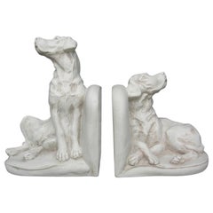 Vintage Marble Hunting Dog Bookends, 20th Century