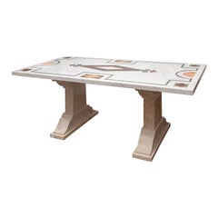 Marble Inlaid Mid Century Low Table