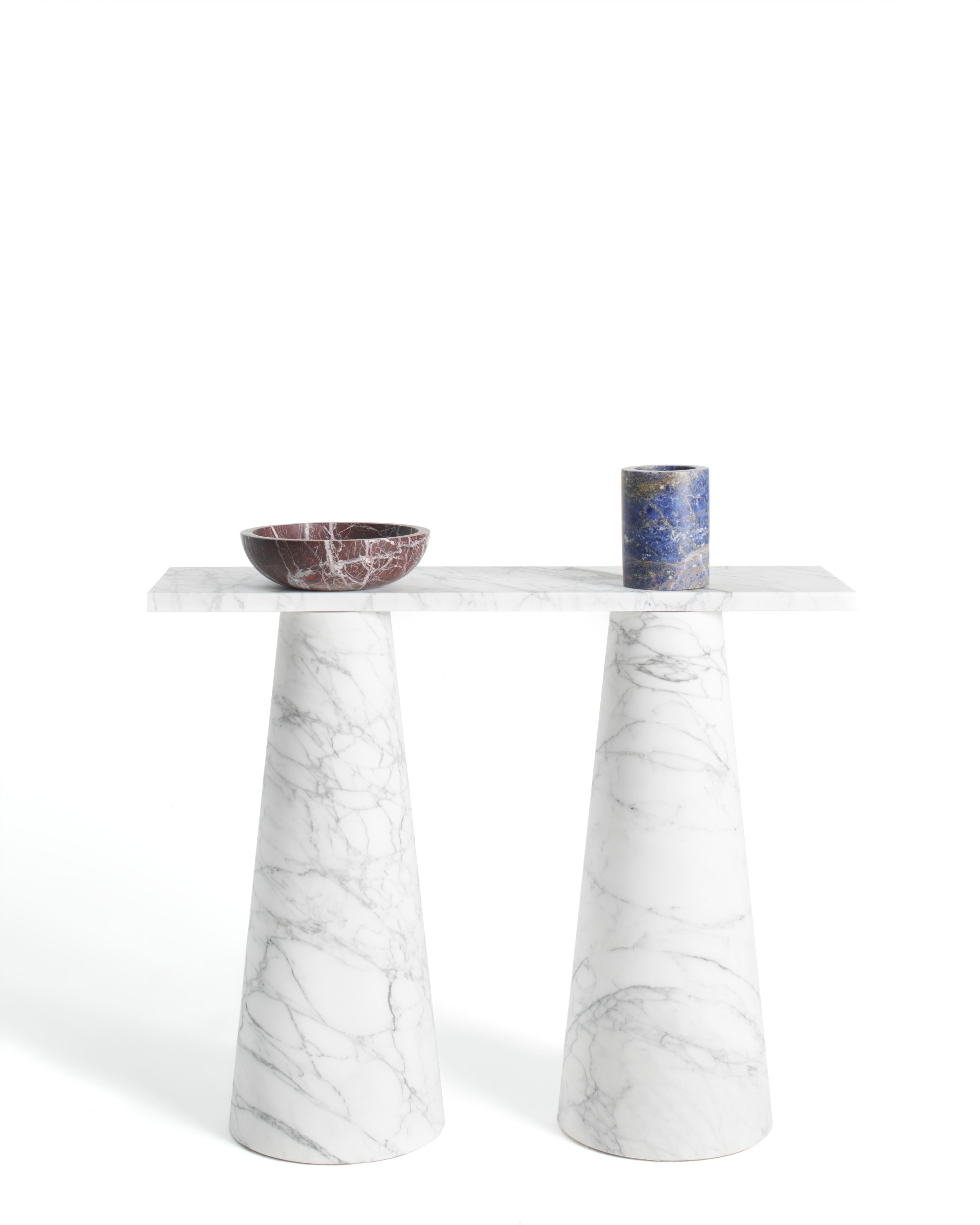 Modern Marble Inside Out Console by Karen Chekerdjian For Sale