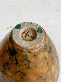 Jarrón Urna Vintage Marrón con Asas Inspirado en el Mármol (Firmado)